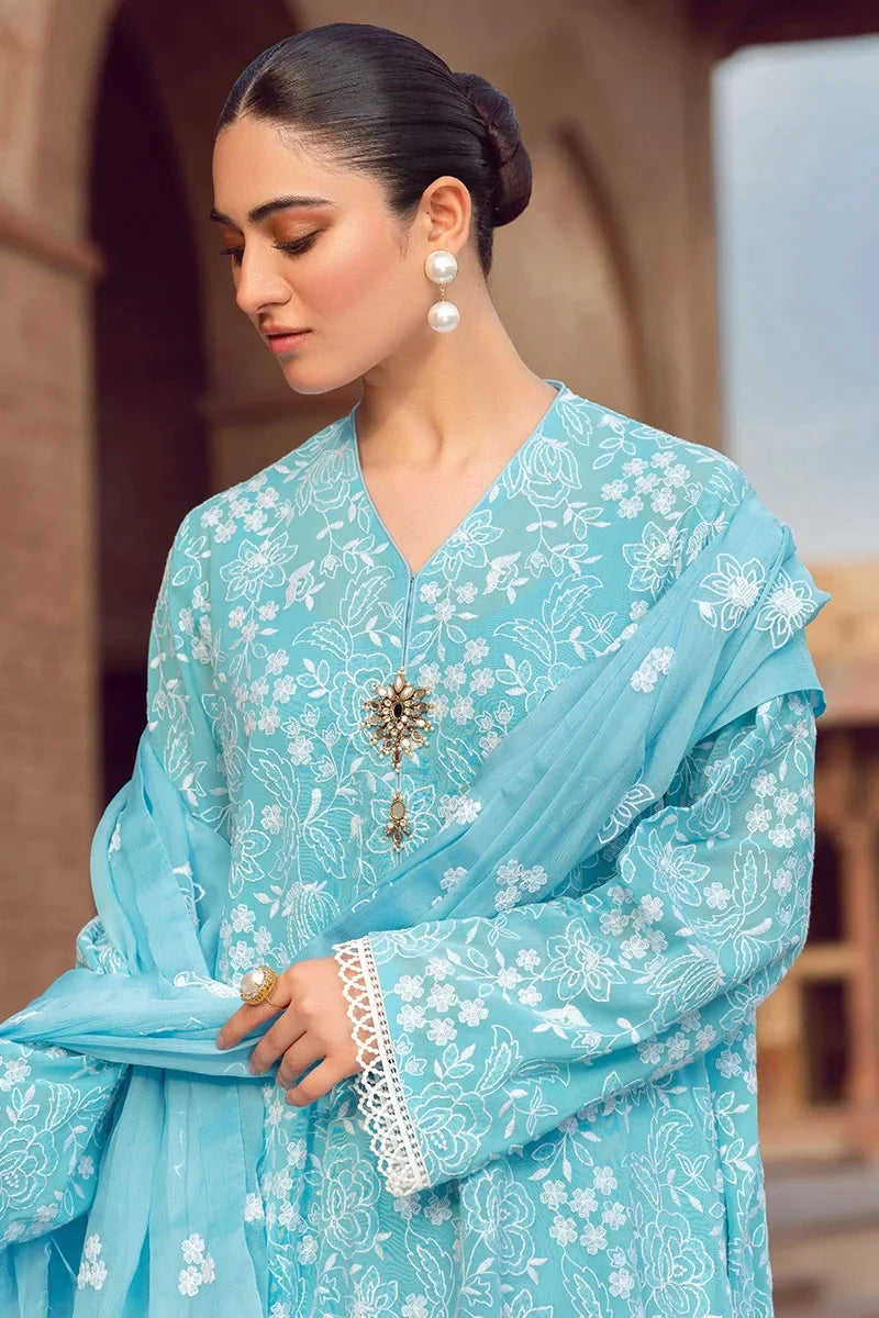 3 Piece Embroidered Lawn Suit With Embroidered Organza Dopatta (BR 08)