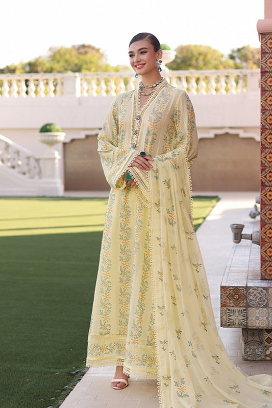 3 Piece Embroidered Lawn Suit With Embroidered Chiffon Dopatta (BR 801)