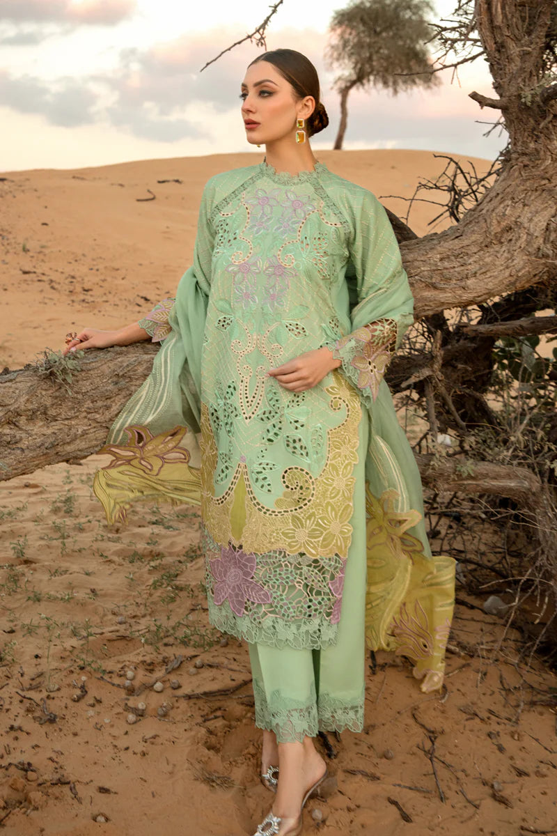 3 Piece Embroidered Lawn Suit With Embroidered Organza Dopatta (RR 816)