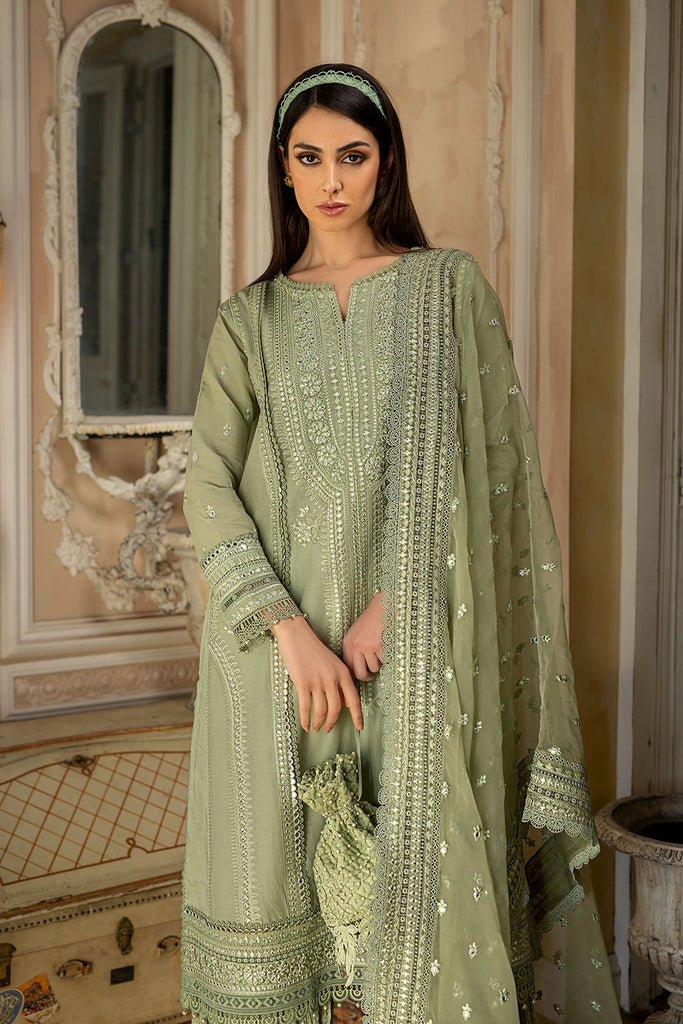 3 Piece Embroidered Lawn Suit With Embroidered Organza Dopatta (SN 60)