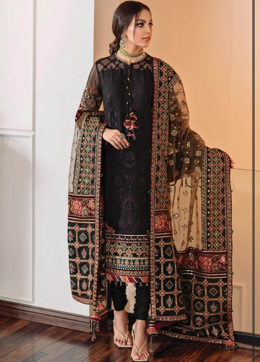 3 Piece Embroidered Lawn Suit With Embroidered Organza Dopatta (BQ 14)