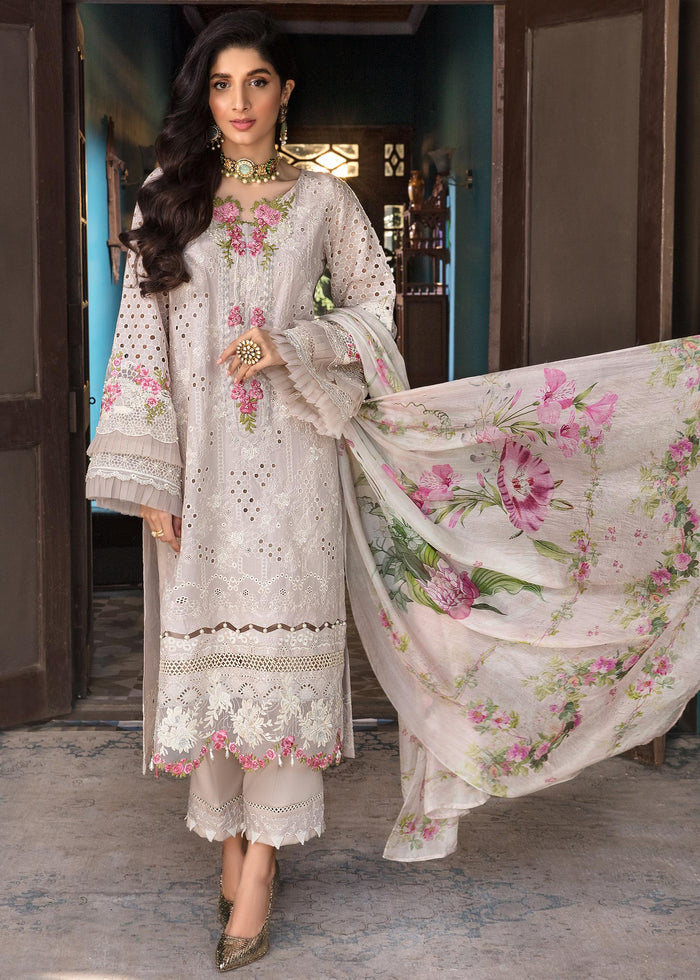 3 Piece Embroidered Lawn Suit With Digital Printed Silk Dopatta (EL 12)