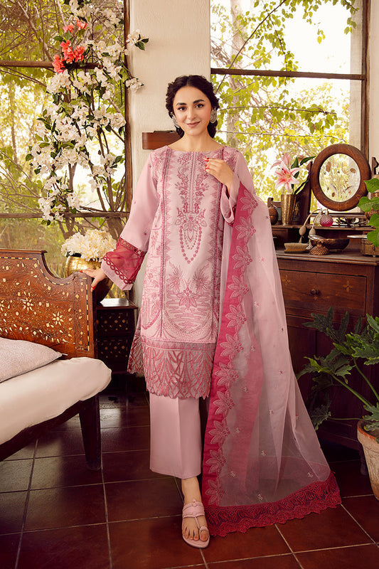 RA-46 Luxury Embroidered Lawn 3Pec Suit with Embroidered Organza Dopatta.