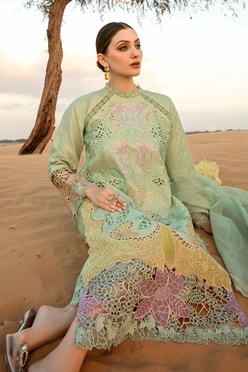 3 Piece Embroidered Lawn Suit With Embroidered Organza Dopatta (RR 816)