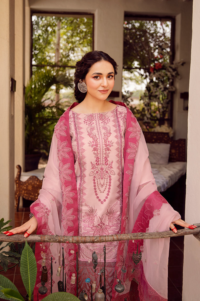 RA-46 Luxury Embroidered Lawn 3Pec Suit with Embroidered Organza Dopatta.