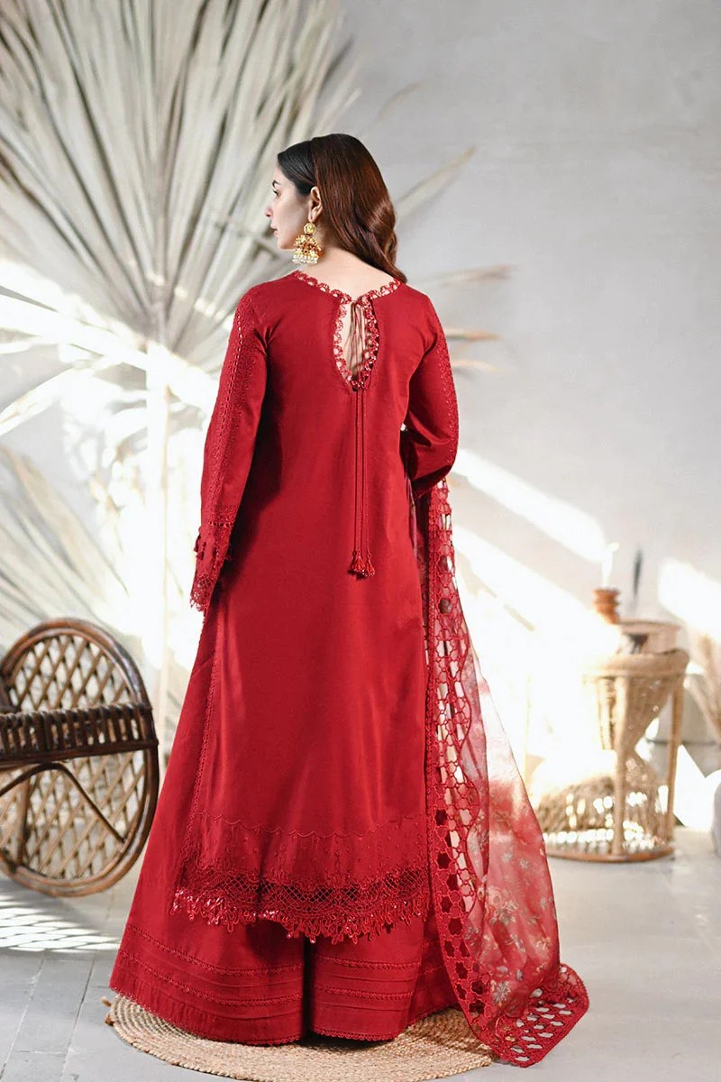 3 Piece Embroidered Lawn Suit with Embroided Organza Duptta (MB 2505)