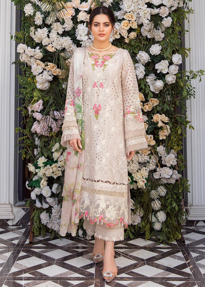 3 Piece Embroidered Lawn Suit With Digital Printed Silk Dopatta (EL 12)