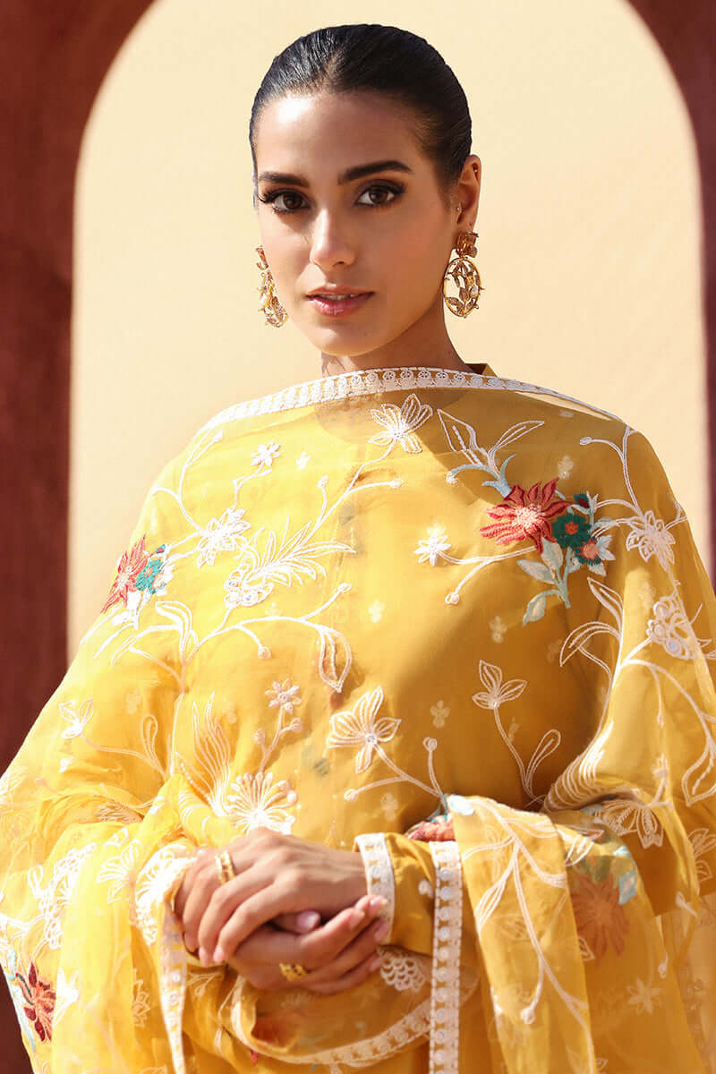 3 Piece Embroidered Lawn Suit With Embroidered Organza Dopatta (LM 94)