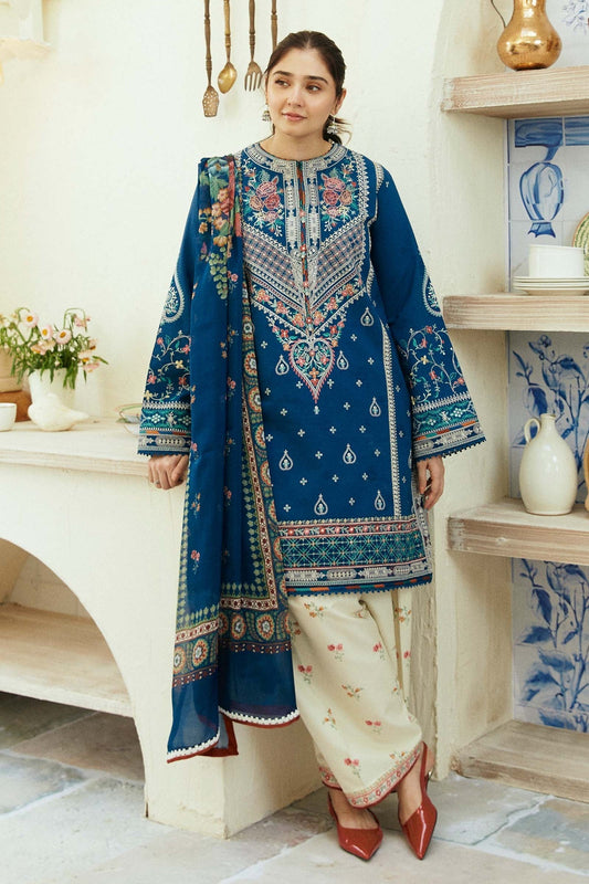 ZS-50 Luxury Embroidered Dhanak Stuff 3Pec Suit With Digital Printed Wool Shawl.