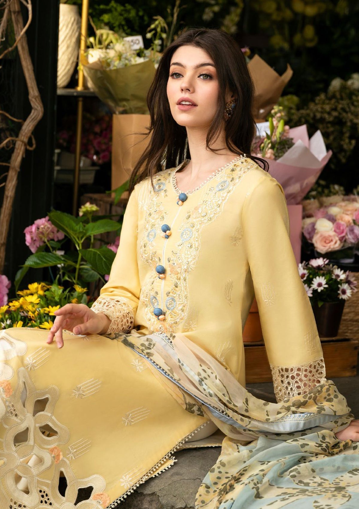 3 Piece Embroidered Lawn Suit with Printed Voil lawn Dopatta (MQ 2570)