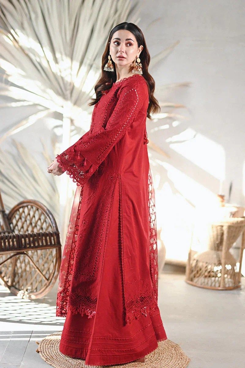 3 Piece Embroidered Lawn Suit with Embroided Organza Duptta (MB 2505)