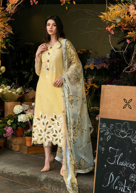 3 Piece Embroidered Lawn Suit with Printed Voil lawn Dopatta (MQ 2570)