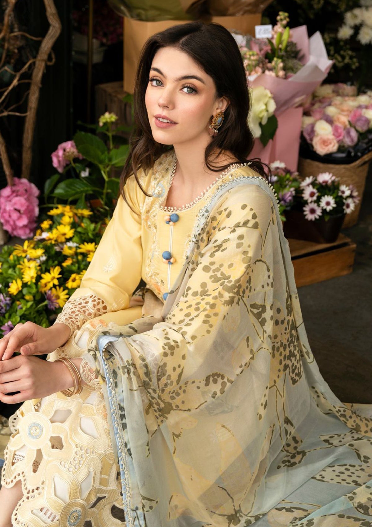 3 Piece Embroidered Lawn Suit with Printed Voil lawn Dopatta (MQ 2570)