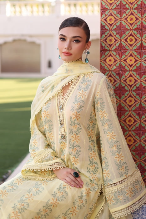 3 Piece Embroidered Lawn Suit With Embroidered Chiffon Dopatta (BR 801)