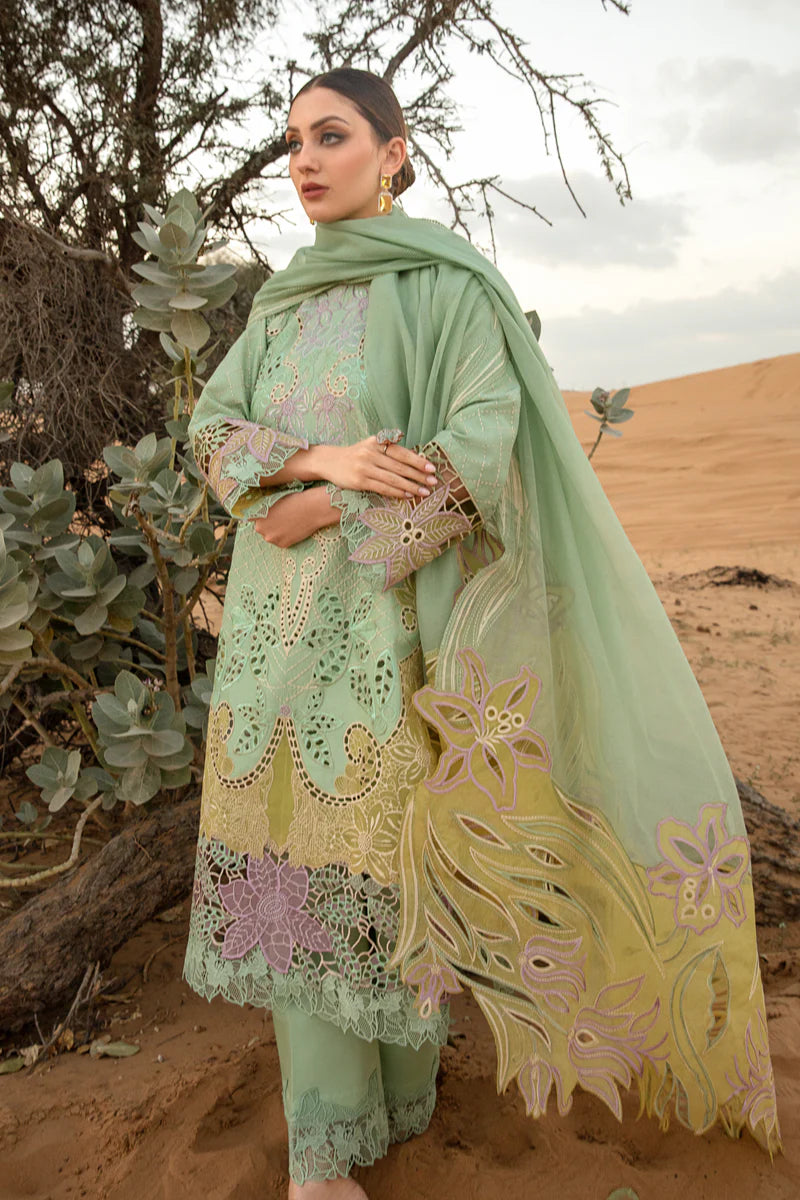 3 Piece Embroidered Lawn Suit With Embroidered Organza Dopatta (RR 816)