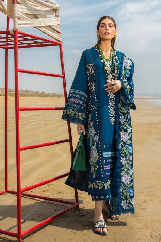 3 Piece Embroidered Lawn Suit With Embroidered Organza Dopatta (CM 30)