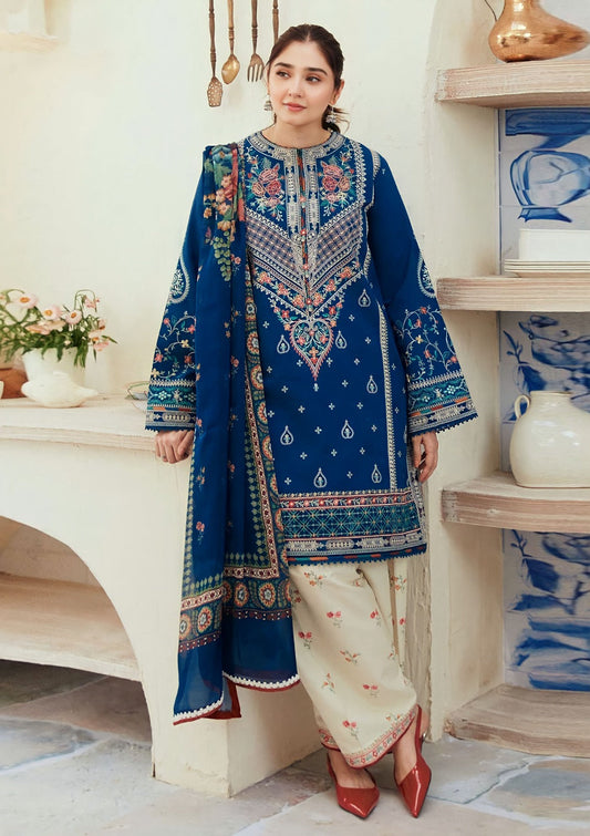 3 Piece Embroidered Lawn Suit With Digital Printed Voil Dopatta (ZS 50)