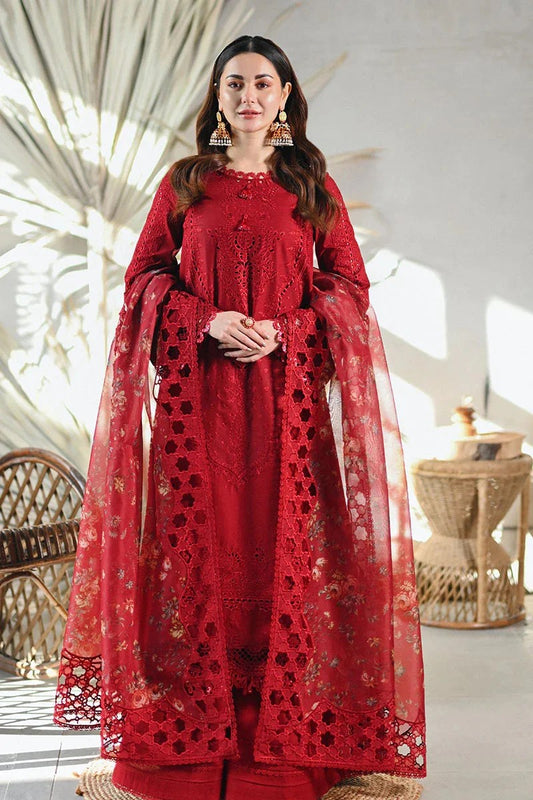 3 Piece Embroidered Lawn Suit with Embroided Organza Duptta (MB 2505)